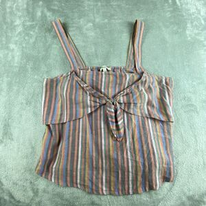 Madewell Cami Top Womens 12 Rainbow‎ Stripe Tie Front Square Neck Feminine
